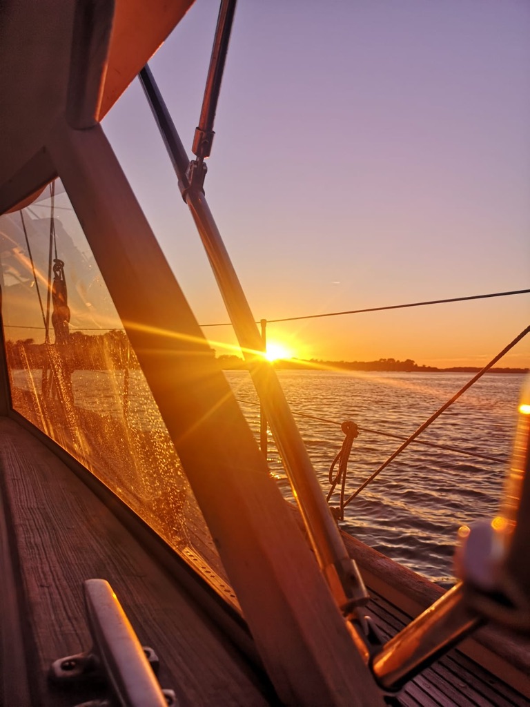 Sailing into the sunset on a yacht